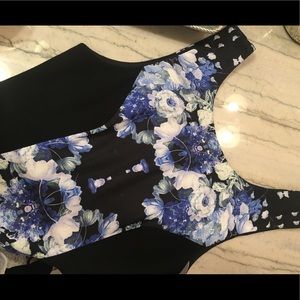 Blue and black floral LF romper